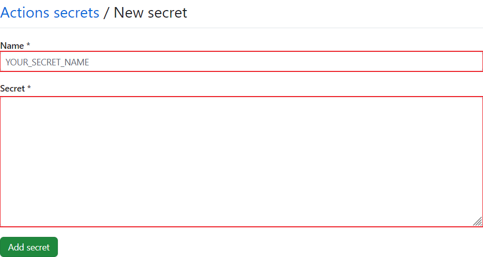 添加 secret